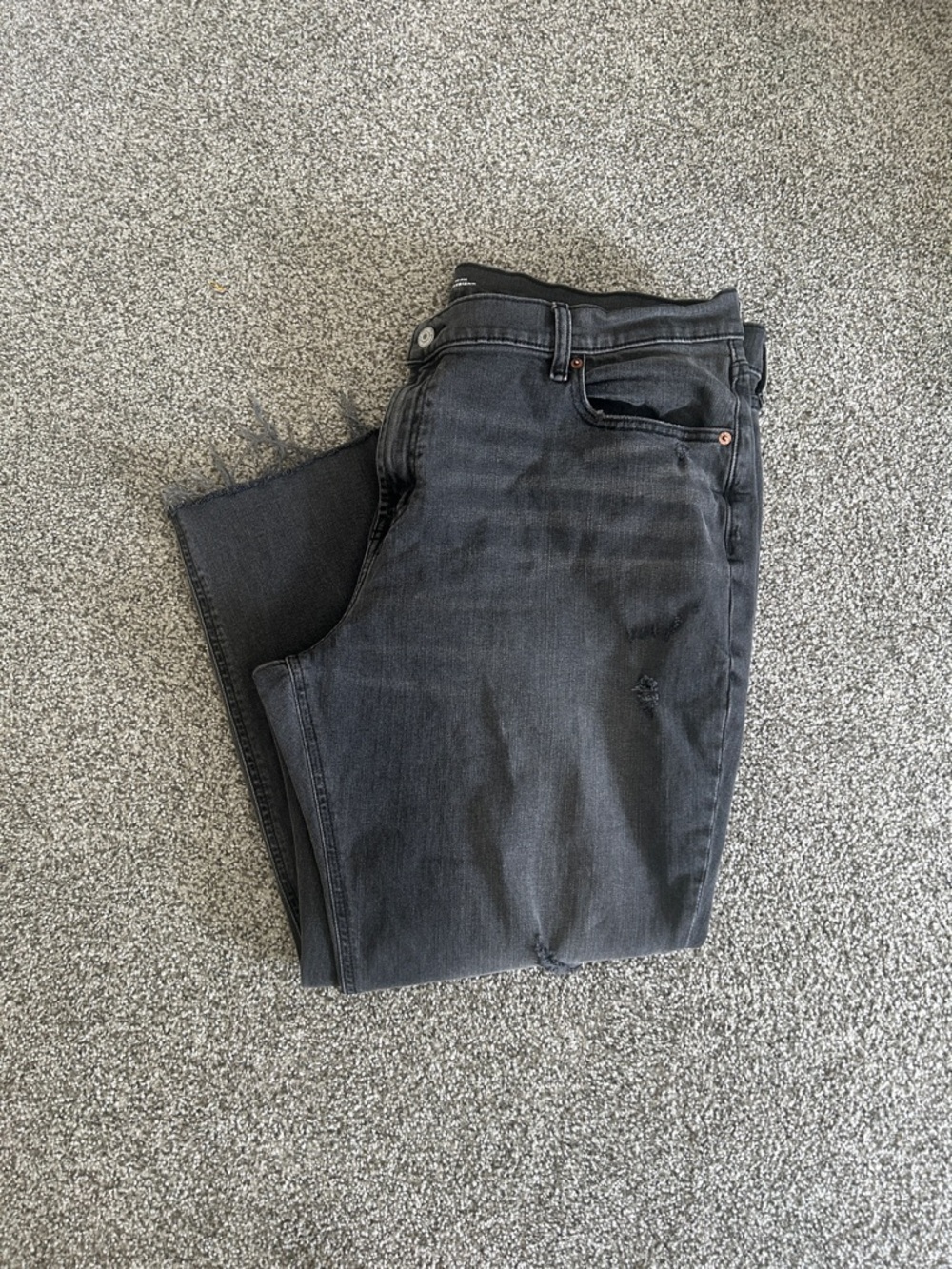 Old Navy Black Washed Boyfriend Jeans with Raw Hem